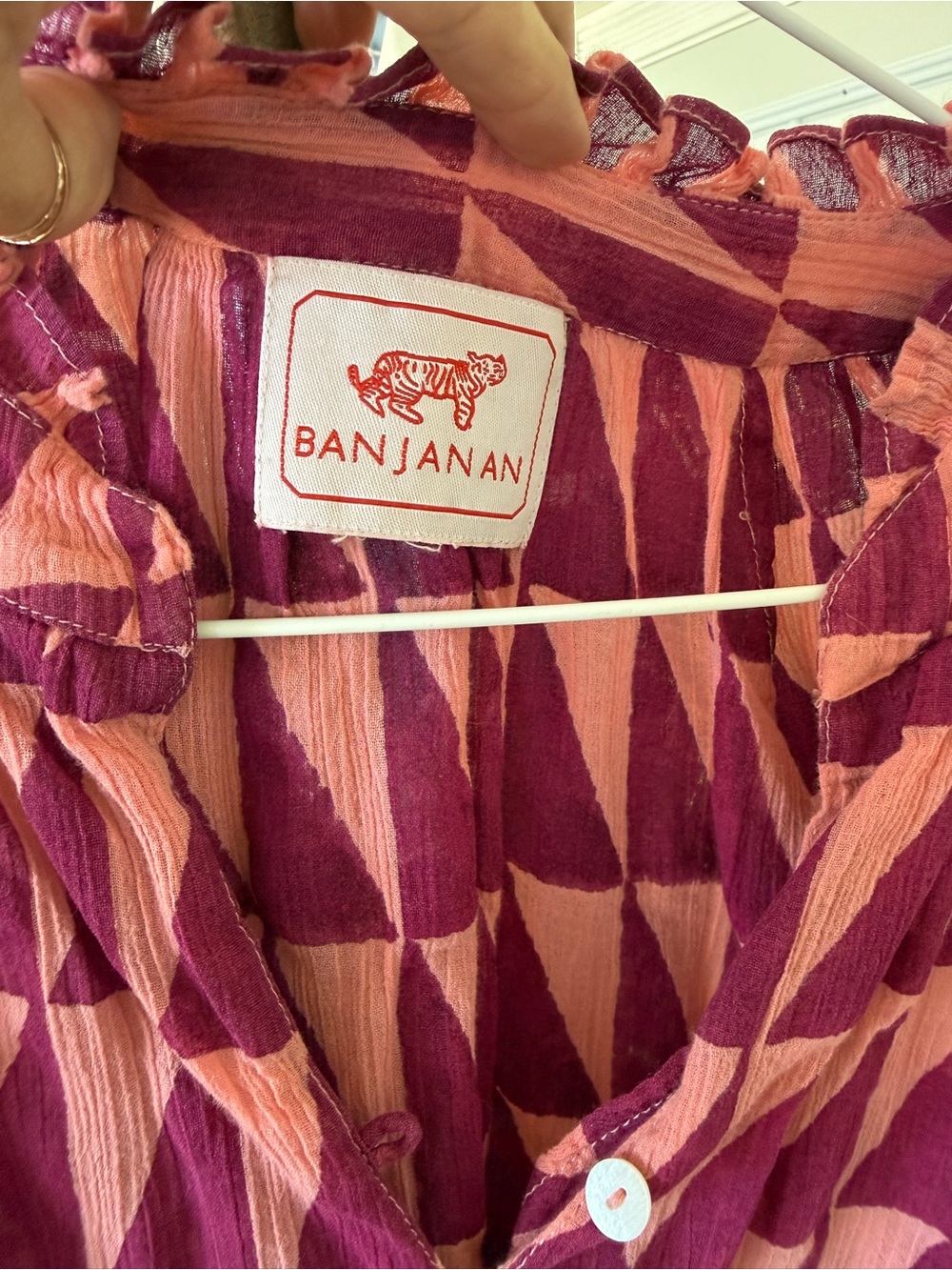 Banjanan Pink & Magenta Geometric Button-Up